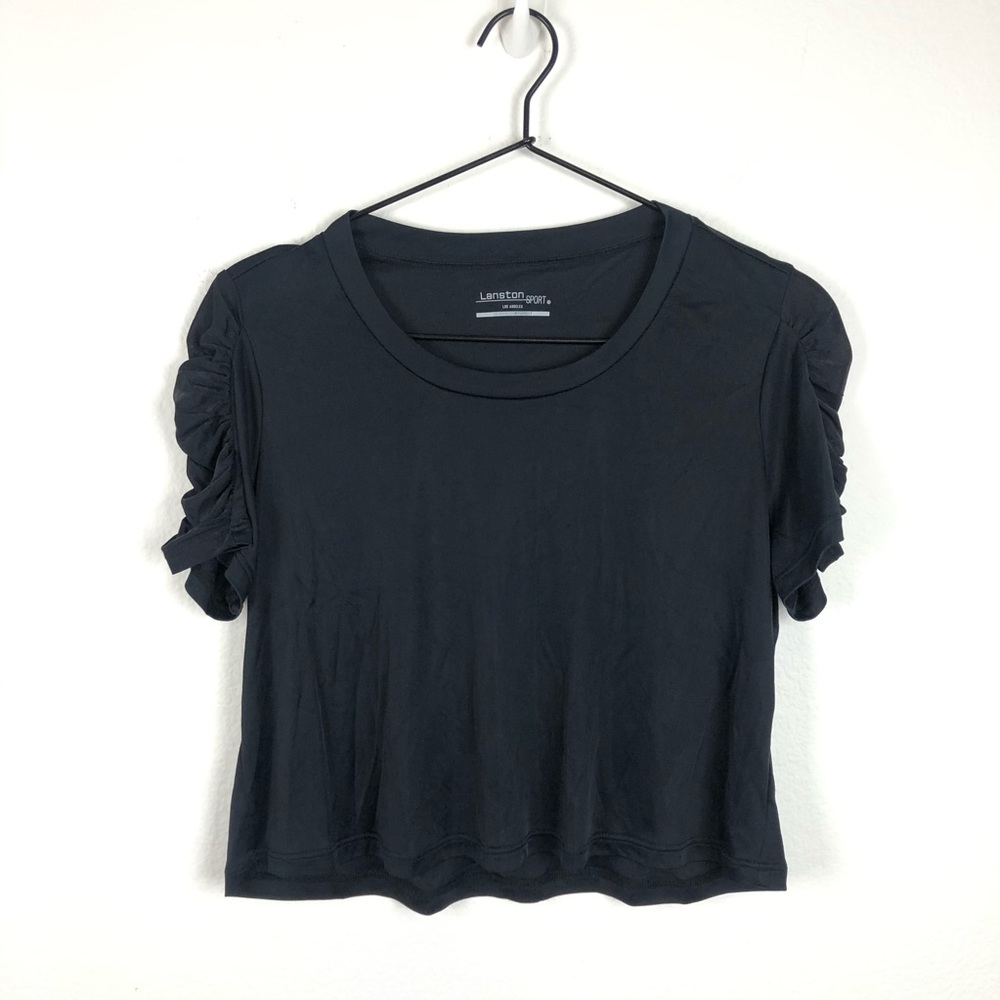 Lanston Sport Ruched Short Sleeve Tee Black S